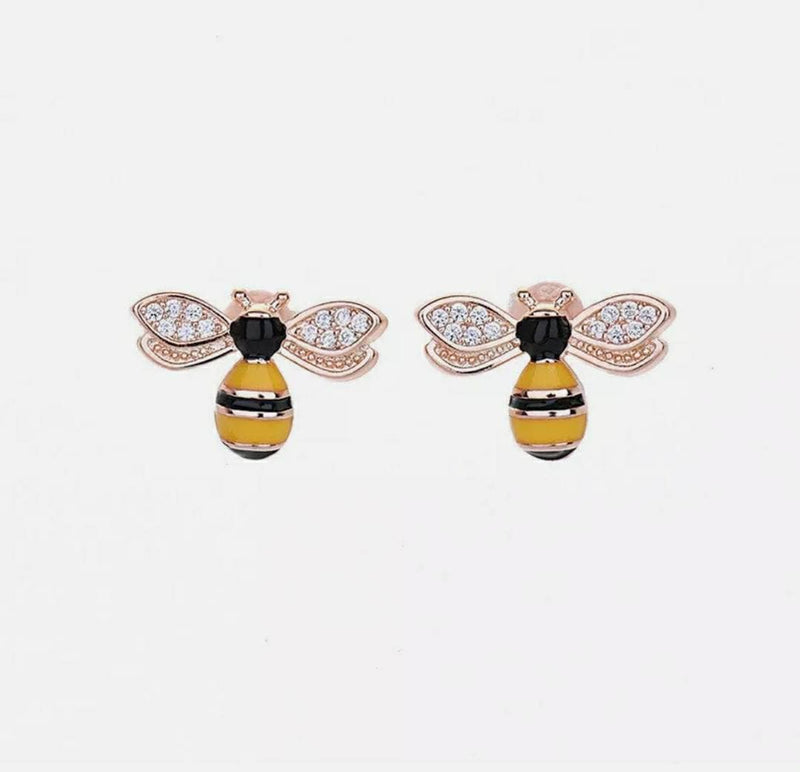 Stunning Crystal Bees Stud Earrings Rose Gold  Women's Jewelry Gift for Wife, Daughter, Mom, Girlfriend