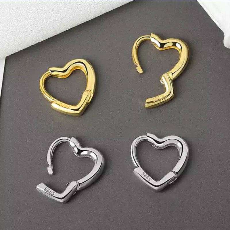 Heart Huggie Hoop Earrings | Heart Hoop Earrings | AmiraByOualialami