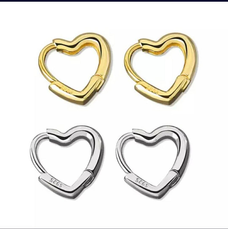 Heart Huggie Hoop Earrings | Heart Hoop Earrings | AmiraByOualialami