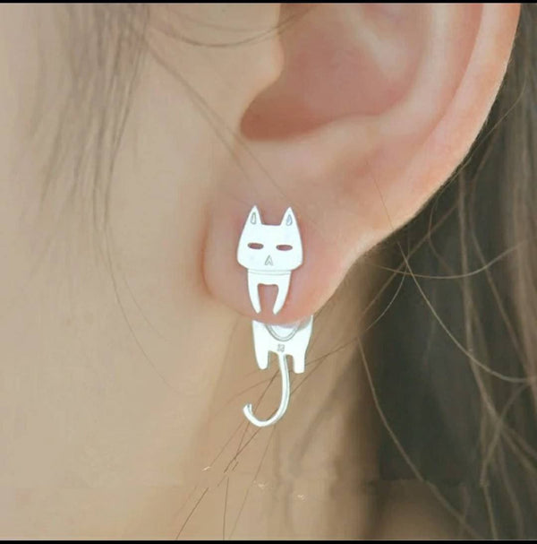 Cat and Fish Mismatched Earrings | AmiraByOualialami