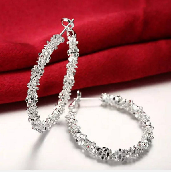 Silver Plated Reometry Rotating Hoop earrings vogue jewelry gift
