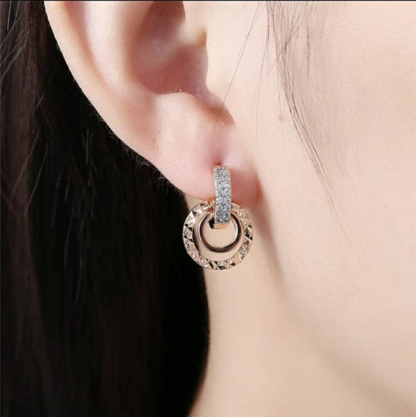Silver and Gold Stud Earrings Circle shape for Women Girls uk