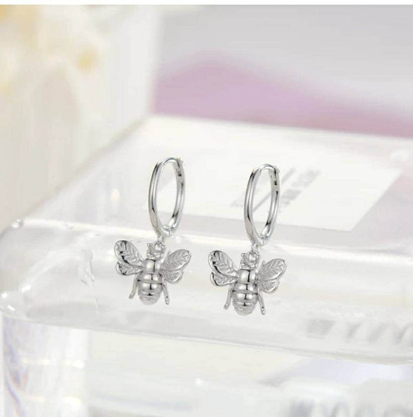 Silver & Gold Bees Stud Earrings hoop Women's Jewelry Gift for Wife, Daughter, Mom, Girlfriend