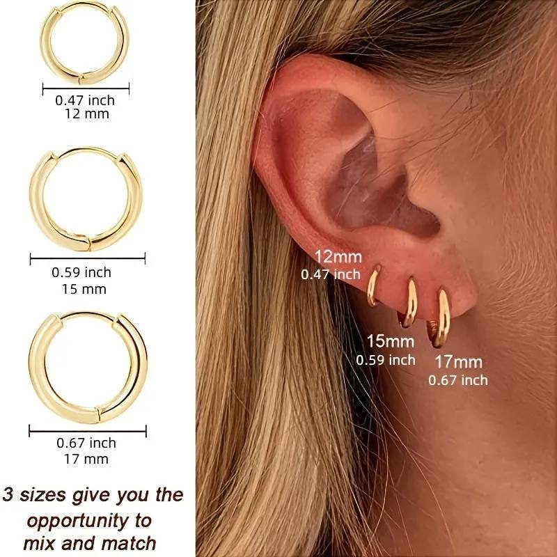 Women's Hoop Earrings | Set of 3 Hoop Earrings | AmiraByOualialami